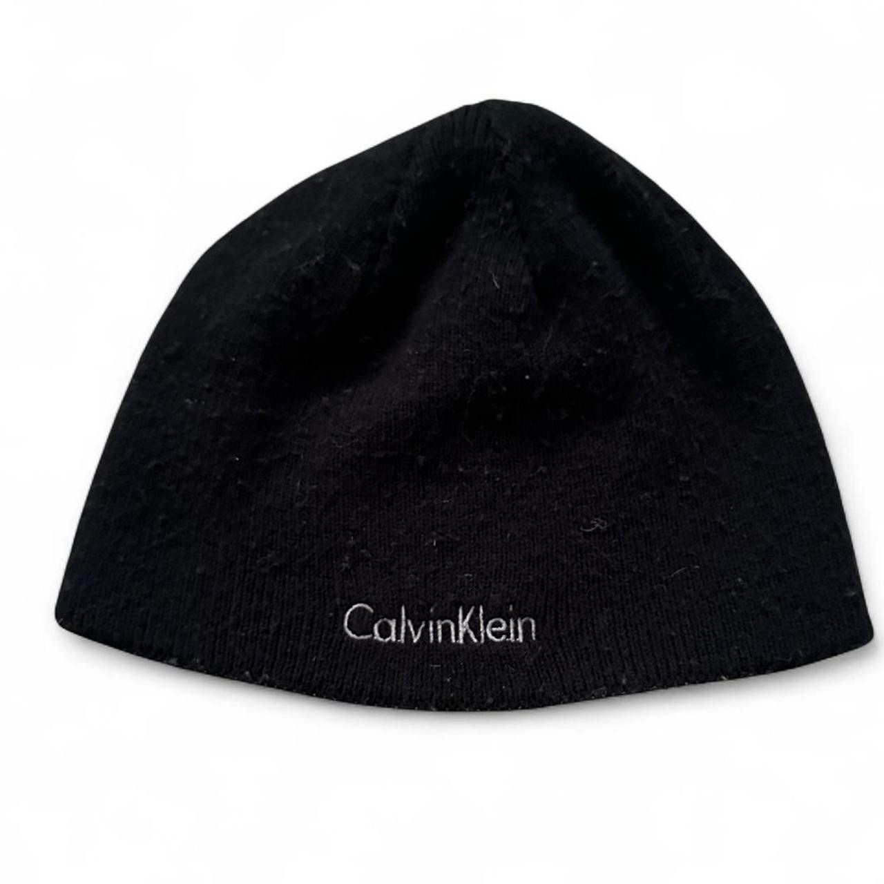 Calvin Klein Black Wool Blend Knit Hat One Size Unisex Winter Beanie