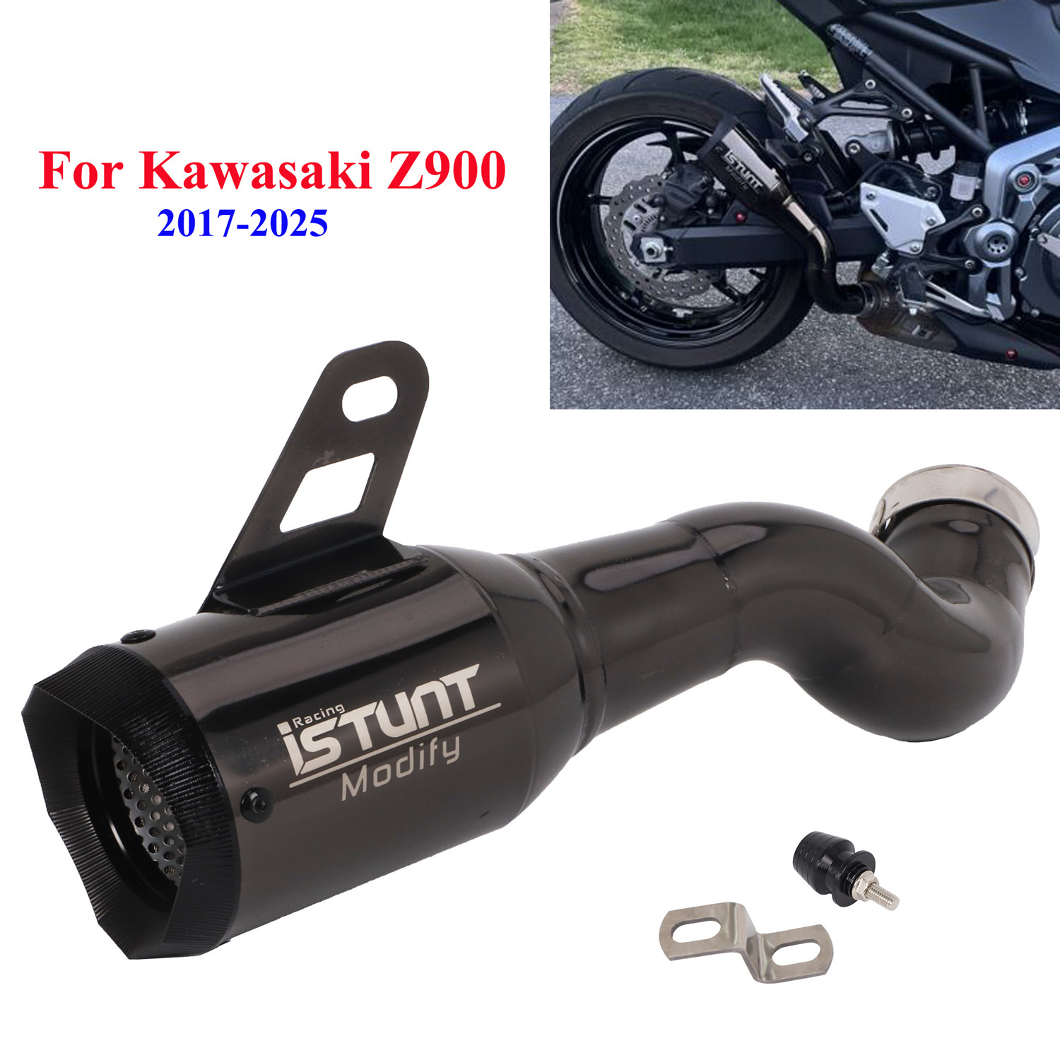 For Kawasaki Z900 2017-2025 Motorcycle Exhaust Muffler Silencer Slip On z900Pipe