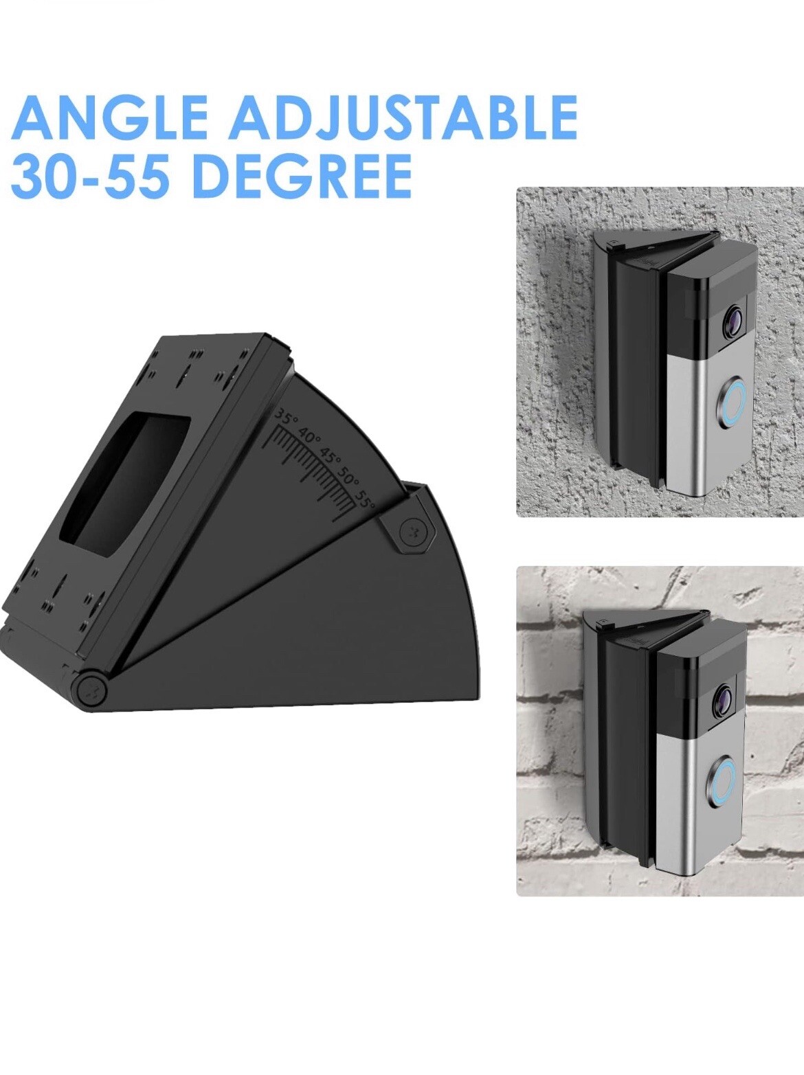 2 pk Adjustable Angle from 30* to 55* Mounting Bracket for Ring Video Doorbells