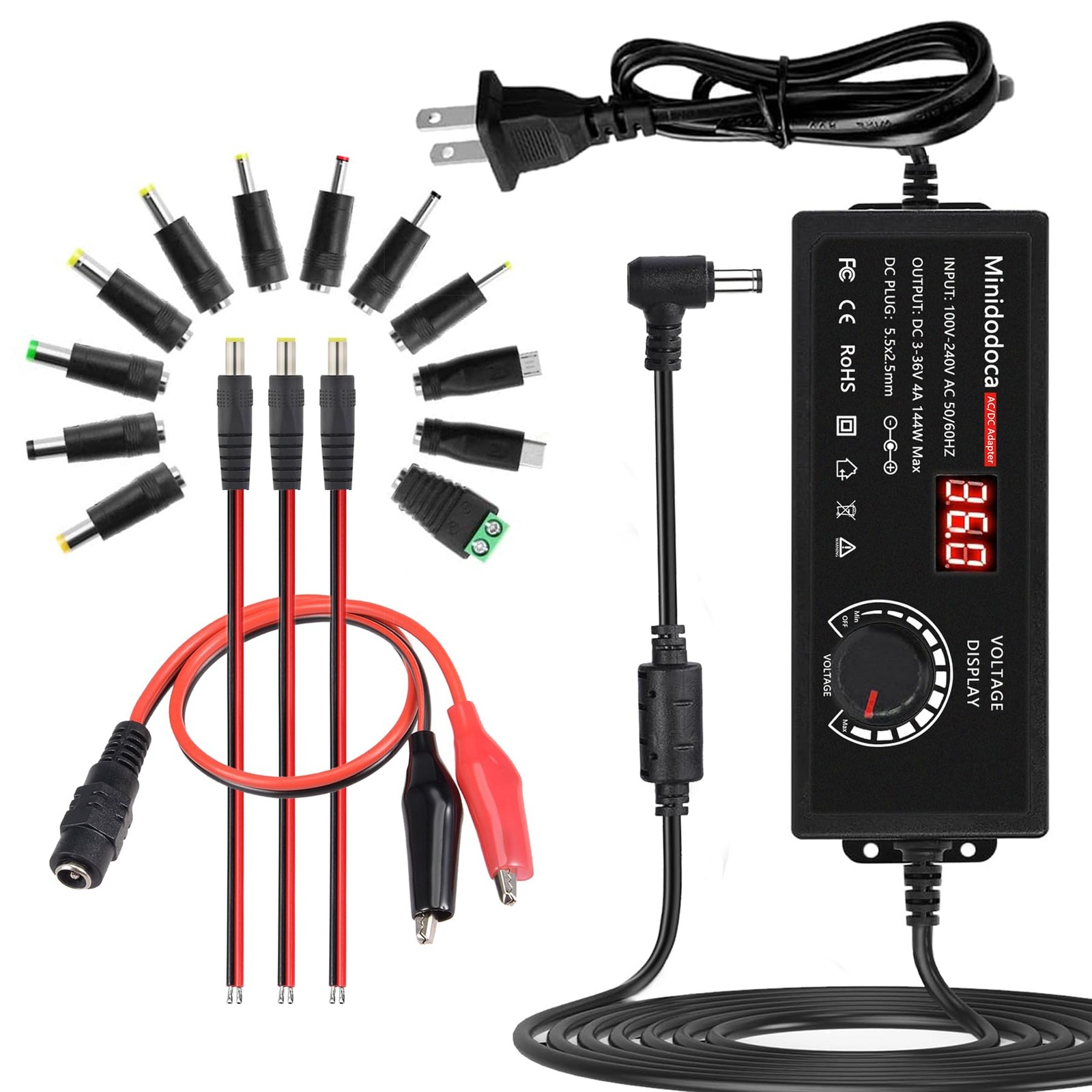 144W Power Supply Adjustable DC 3V ~ 36V Variable Universal Switching Black