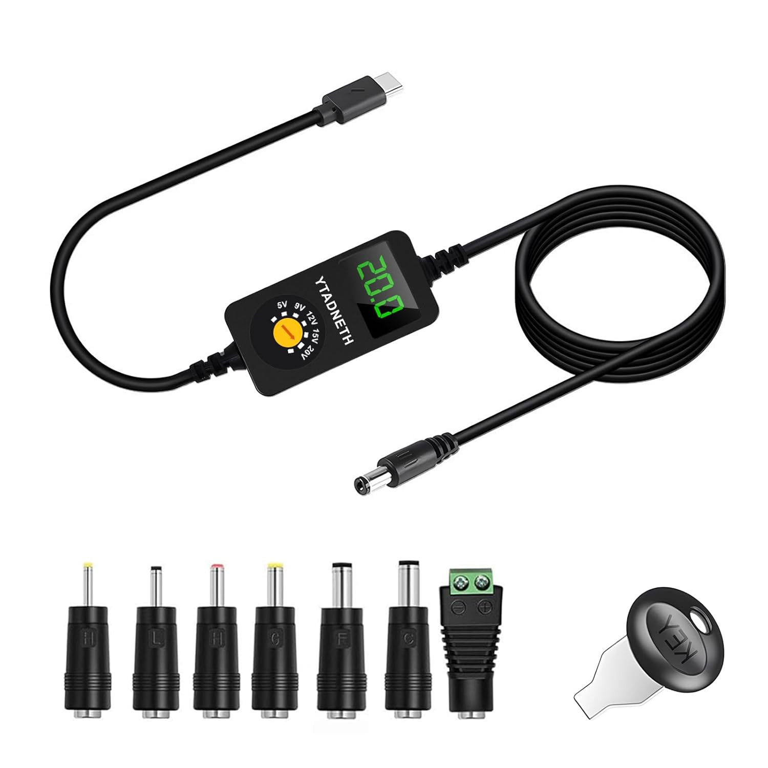 Universal USB C to DC Adapter, Barrel PD Trigger Cable, USB-C to DC 5V 9V 12V 15