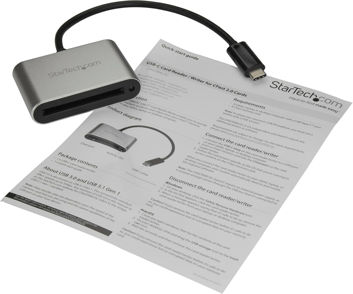 StarTech CFASTRWU3C StarTech.com CFast Card Reader - USB C - Memory Card Reader
