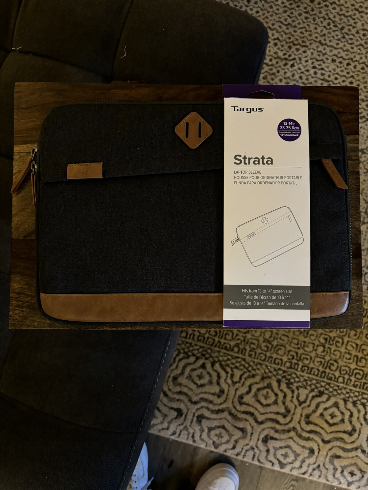 13-14” Strata Laptop  Sleeve by Targus TBS93004GL-70. Grey/ Caramel; Brand New.