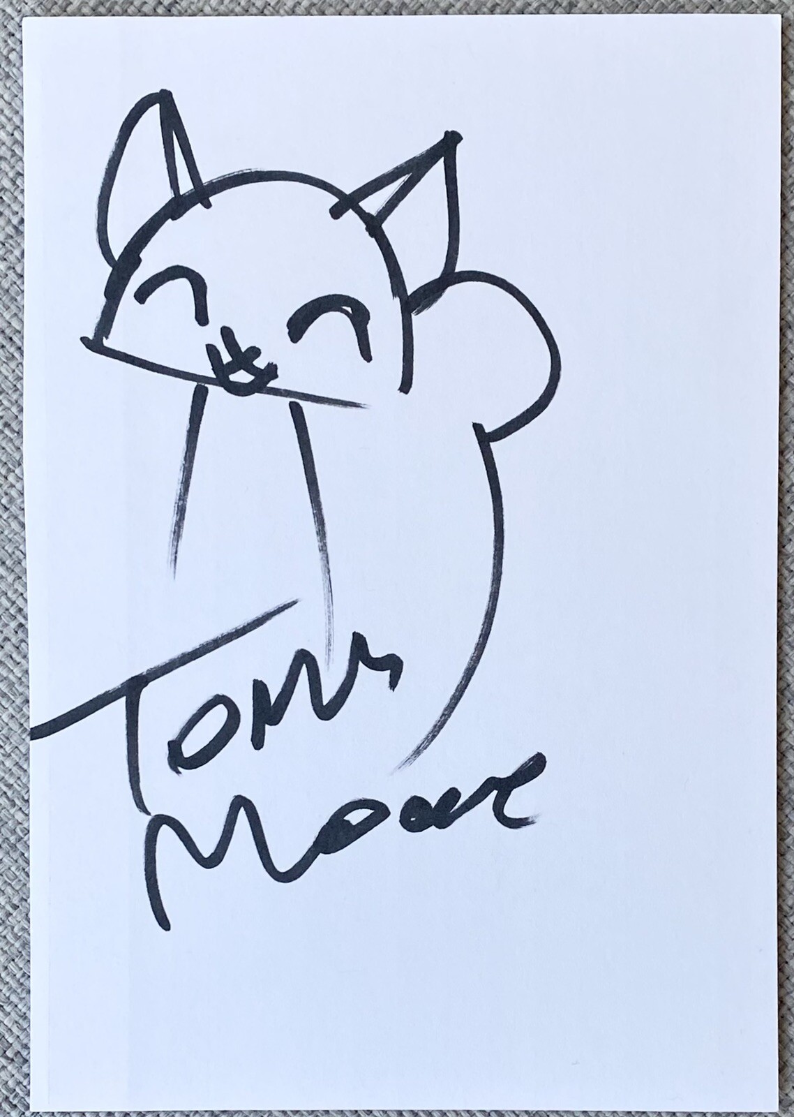 Tomm Moore Signed In Person 4x6 Index Card w/ Sketch In Top Loader - Authentic