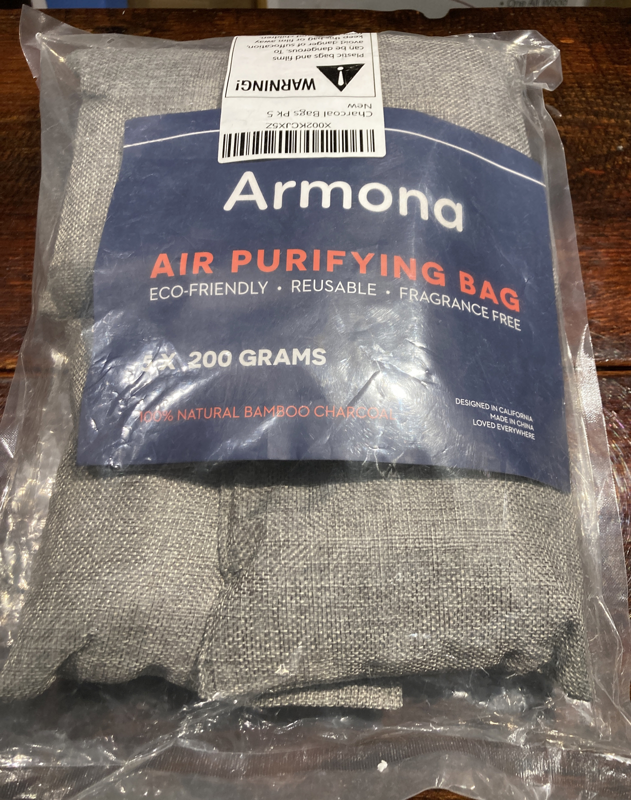 Bamboo Charcoal Air Purifying Bags 5x200g, Odor Eliminating Air Purifier Armona