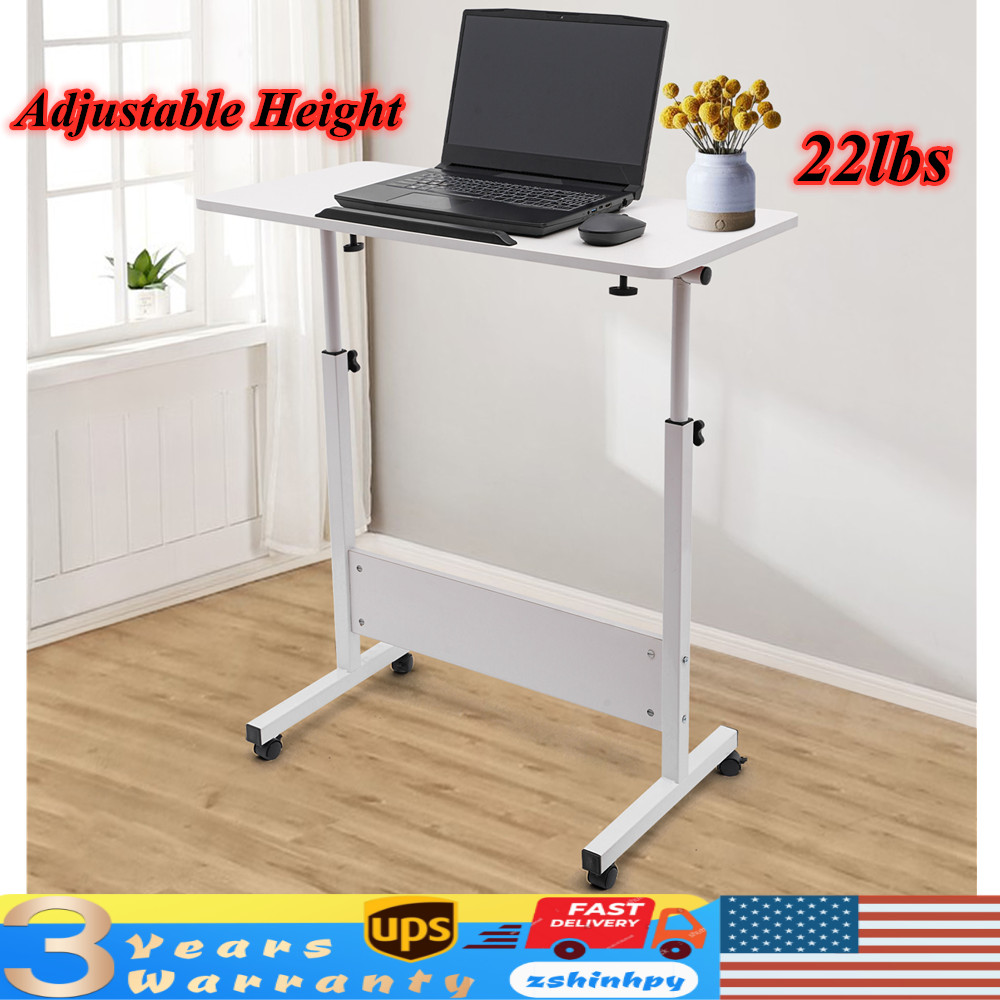 Adjustable Height Office Rolling Laptop Table Stand Bed Side Computer Desk Stand