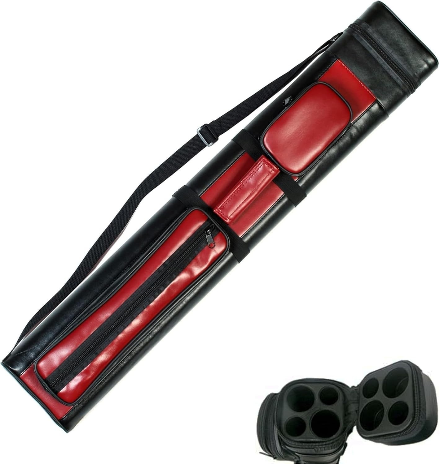 All-in-One Billiard Cue Carrying Case - Compact with Pockets & Shoulder Strap