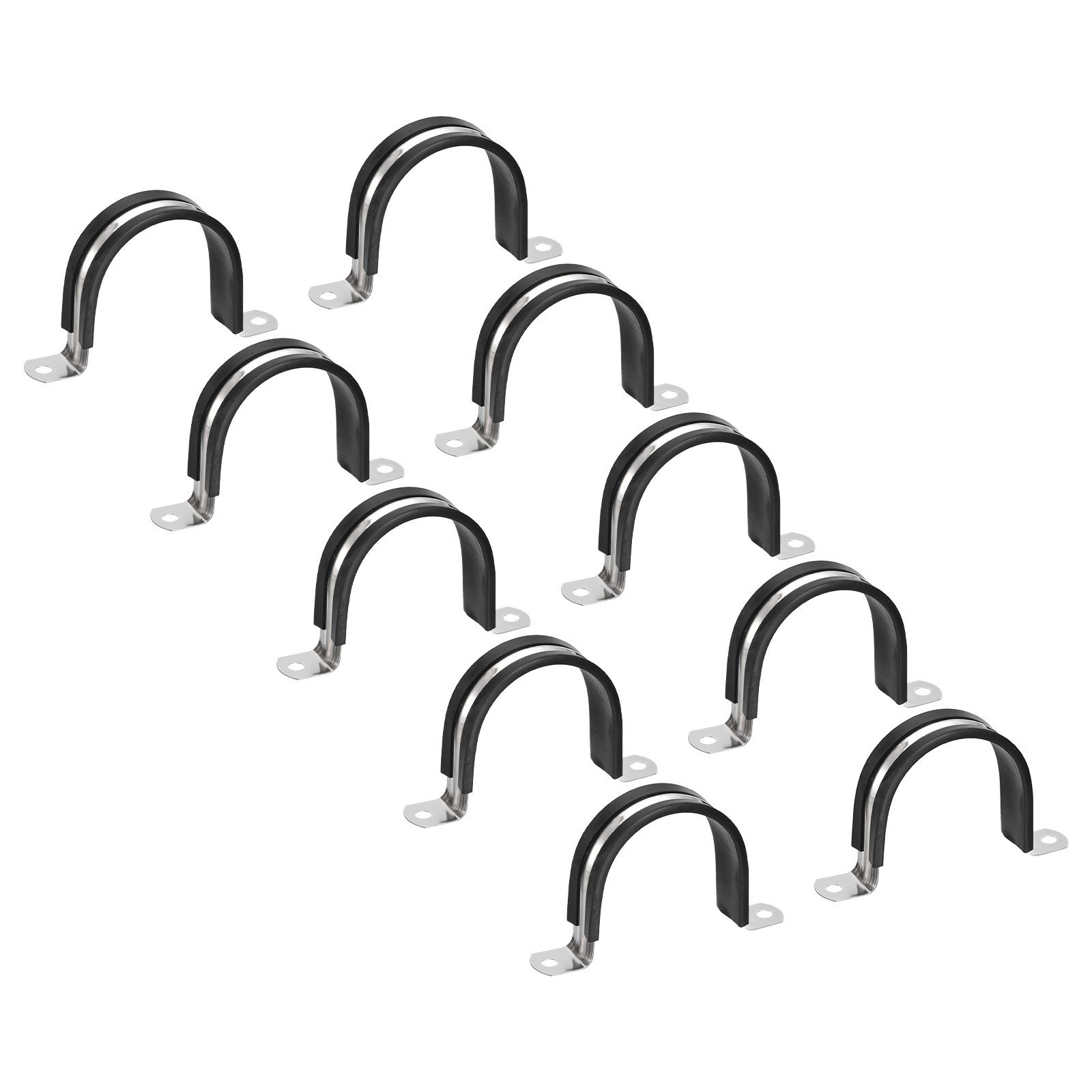 48mm Rigid Pipe Strap Clamp, 12 Pcs Stainless Steel Two Hole U-shape Tube Clip