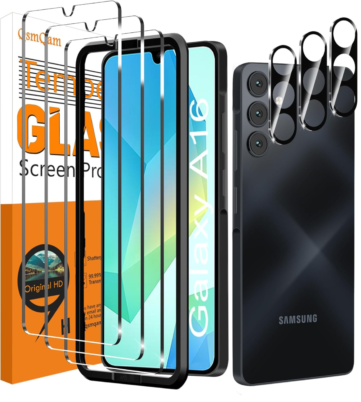 3 Pack Screen Protector for Samsung Galaxy A16 4G/5G + 3 Pack Camera Lens Protec
