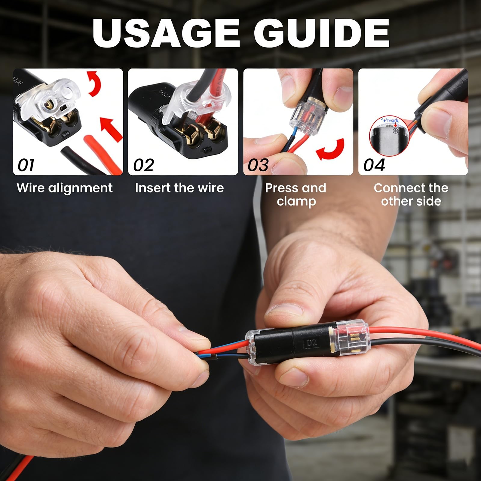 Wire Connectors Kit, Double Wire Plug-in Lock Strip Connector, Quick Connect