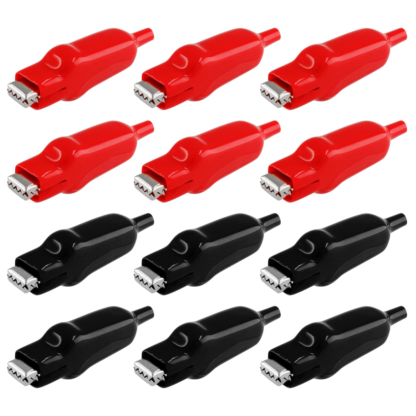 12 PCS Insulated Alligator Clips 20A Electrical Test Clamp Black Red