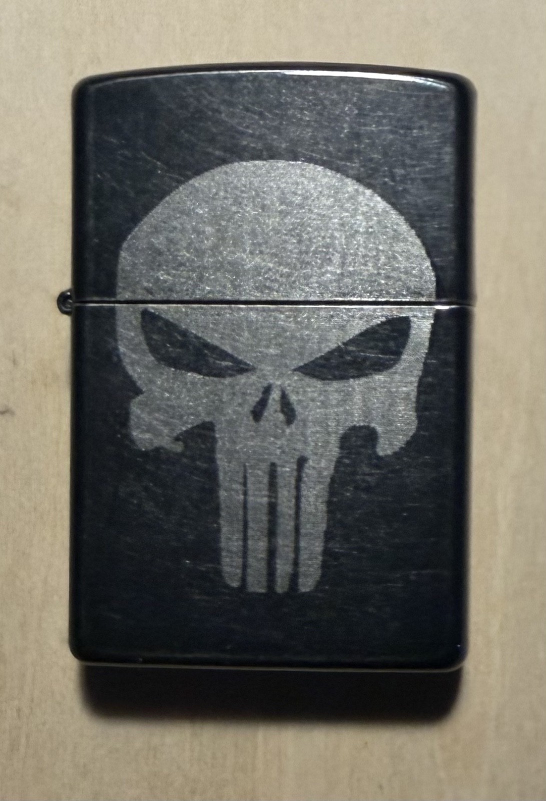 Custom Zippo Lighter with Punisher Logo Gray Dusk Matte