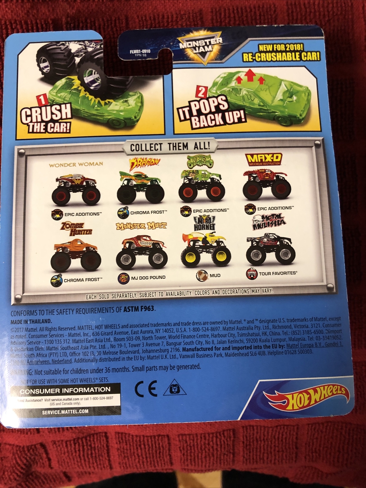 2018 HOT WHEELS MONSTER JAM NEW TRUCKS 1/64 WONDER WOMAN EPIC EDITIONS #6/15 WOW