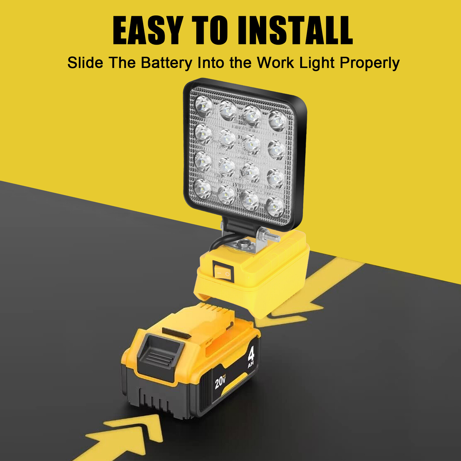 2 Pack 60W LED Work Light Flashlight for De walt 20V Battery 6000LM