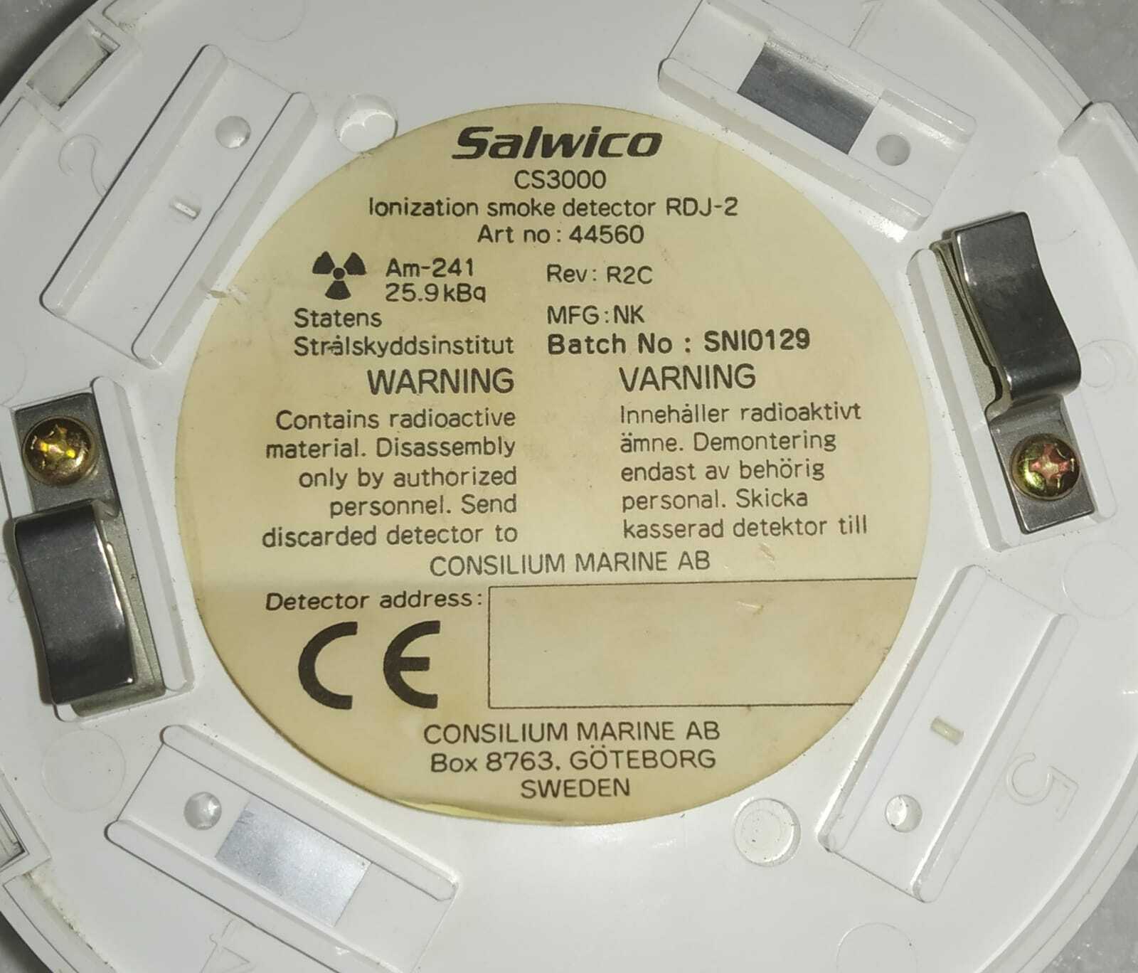 CONSILIUM SALWICO CS3000 IONIZATION SMOKE DETECTOR RDJ-2