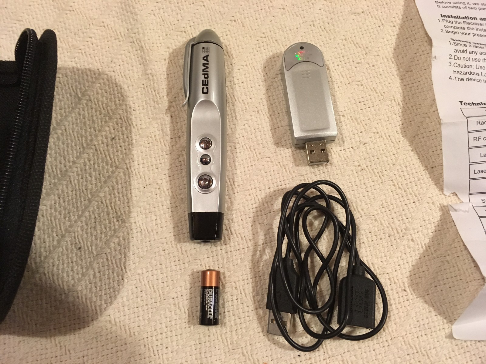 New CEdMA Red Laser Pointer Presenter USB Dongle Receiver 12V Battery