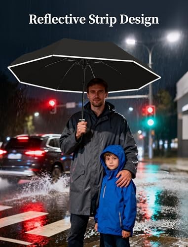 Electric Travel Umbrella with Intelligent Open Close, Rechargeable Black