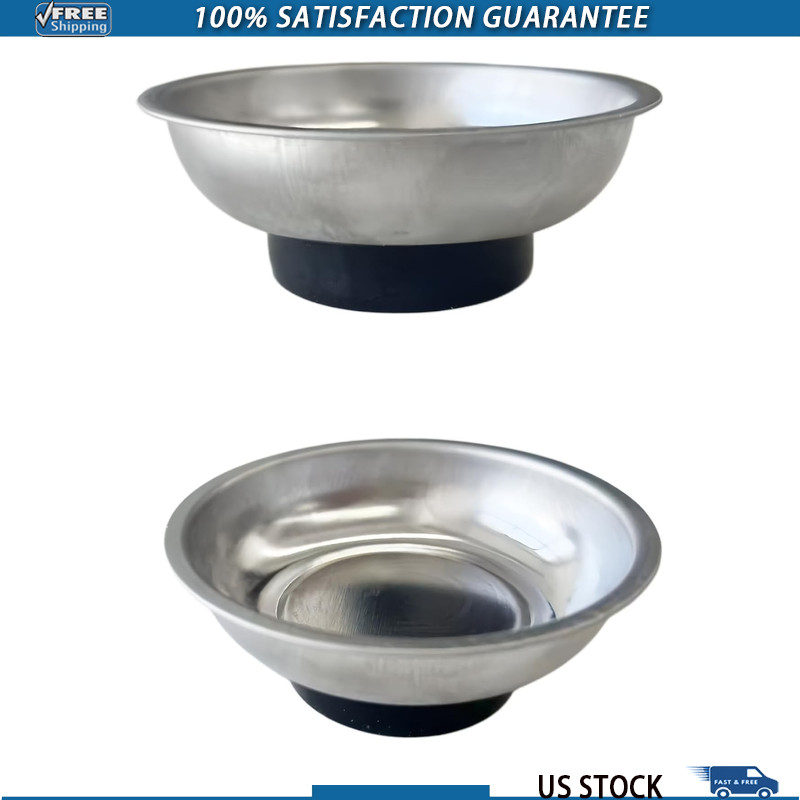 2PCS Magnetic Parts Tray, 3 Stainless Steel Round Holders Screws BoltSize: Round