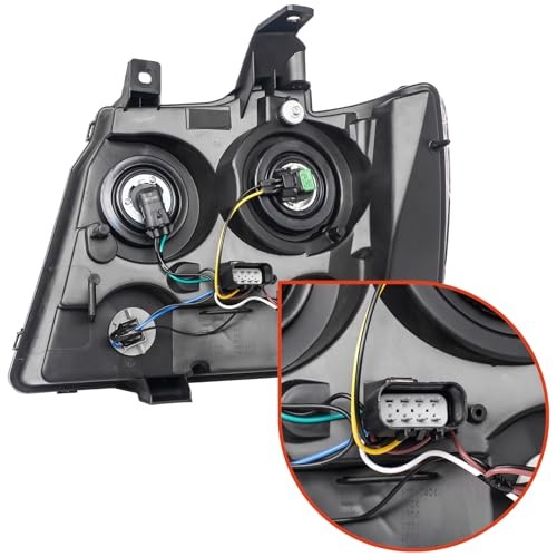 Headlight Assembly For 2007-2013 Chevy Avalanche Chrome Amber with Wire & Bulbs