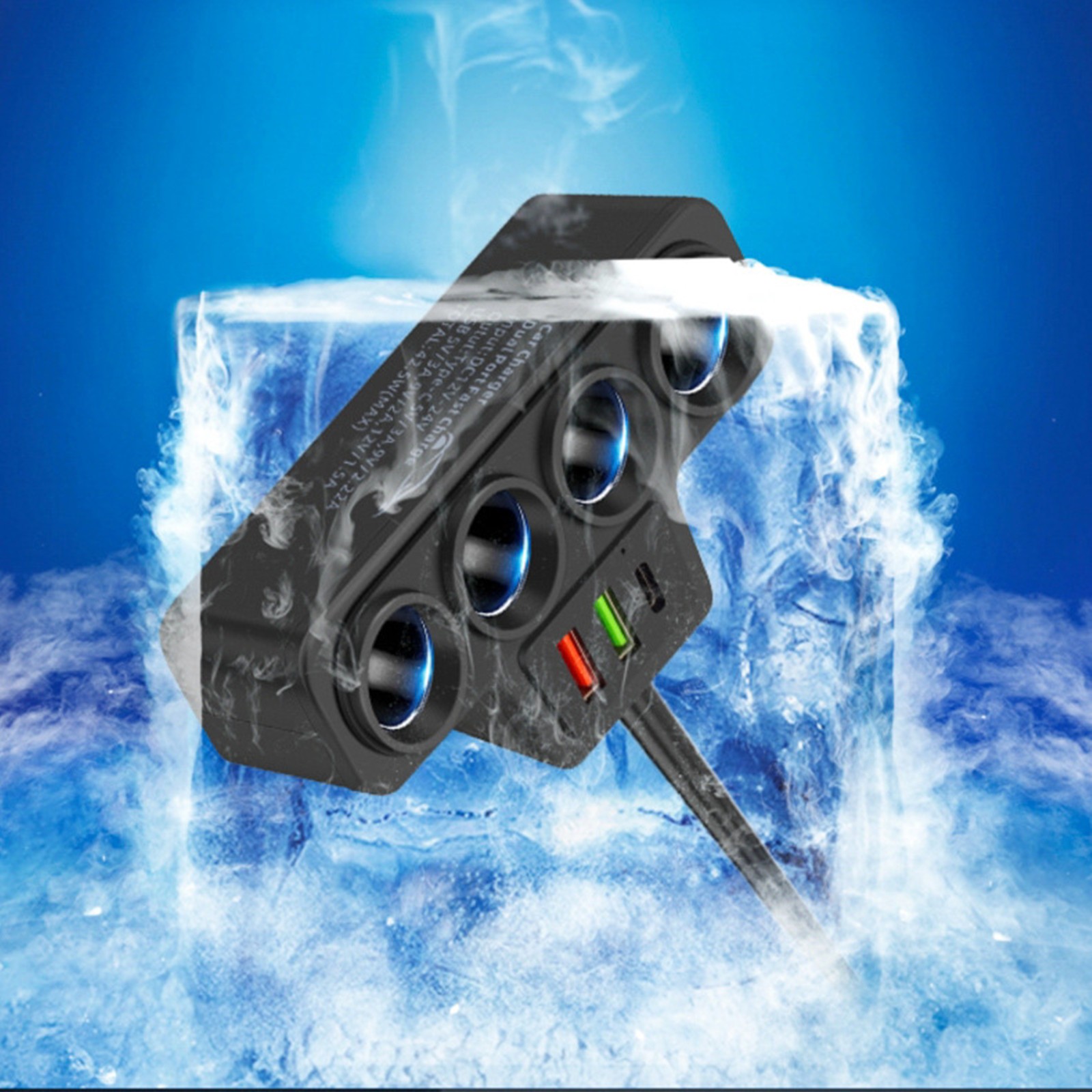 4-Socket Car Cigarette Lighter Splitter USB Fast Charger Power Adapter 120W 12V