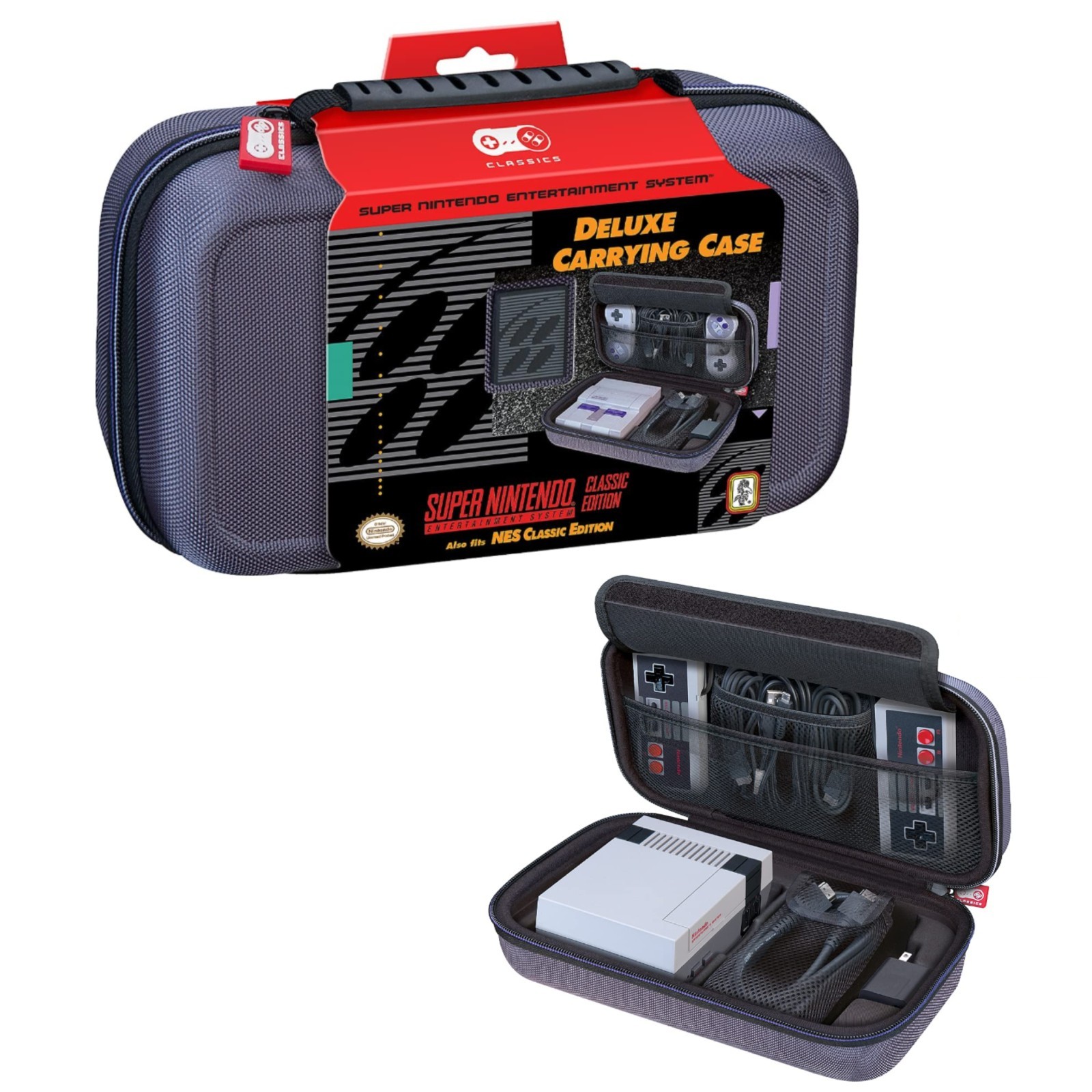 SNES NES Classic Carry Case Official Nintendo Deluxe Hard Shell Travel Storage