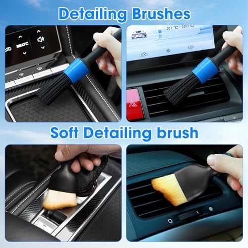 Windshield Cleaner Tool, Car Interior Cleaning Kit with Extendable Handle Blue