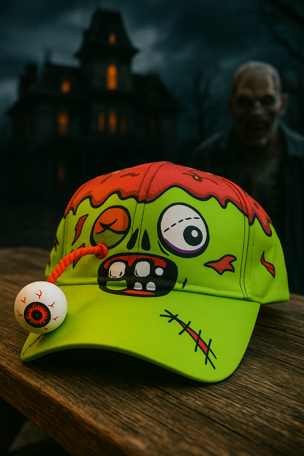 Zombie Eye Hat Funny Sarcastic Special Effect Graphic Novelty 3D Prop Cap