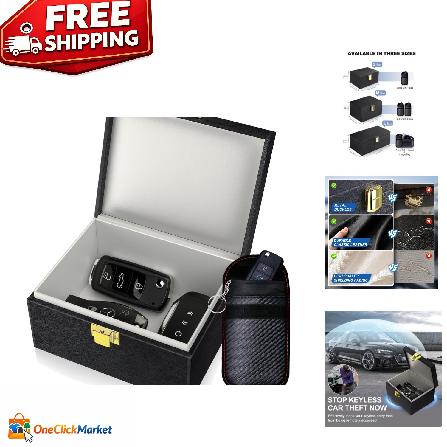 Samfolk Faraday Box with Faraday Bags for Car Keys, Car Key Signal Blocking Box,