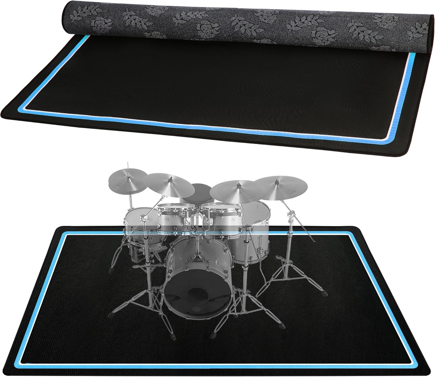 Drum Rug, 4 x 5 Ft Drum Mat with Non-Slip Grip Bottom, Soundproof Floor Pad f...