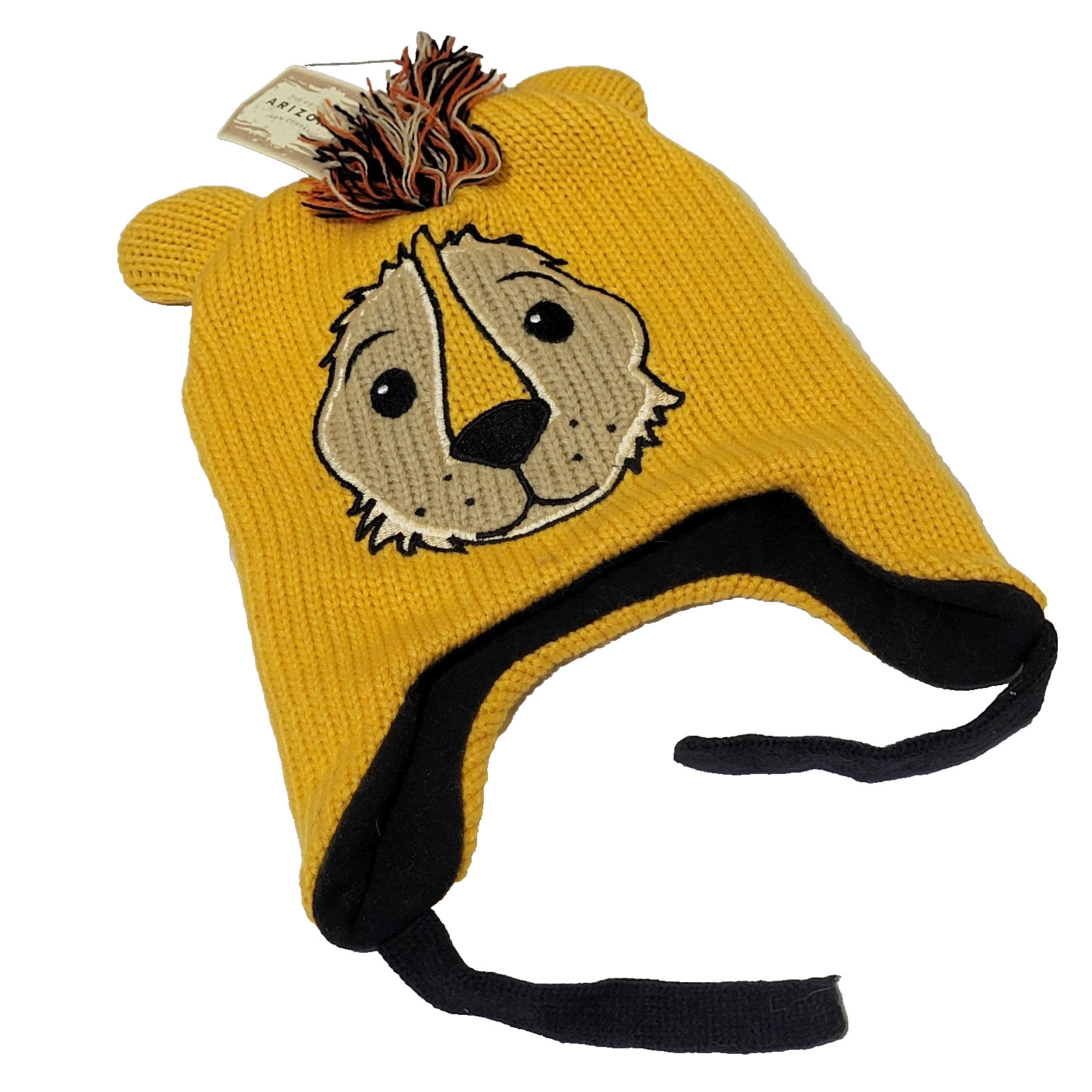 Arizona Winter Hat One Size Yellow Fleece Lined Lion Mohawk NEW