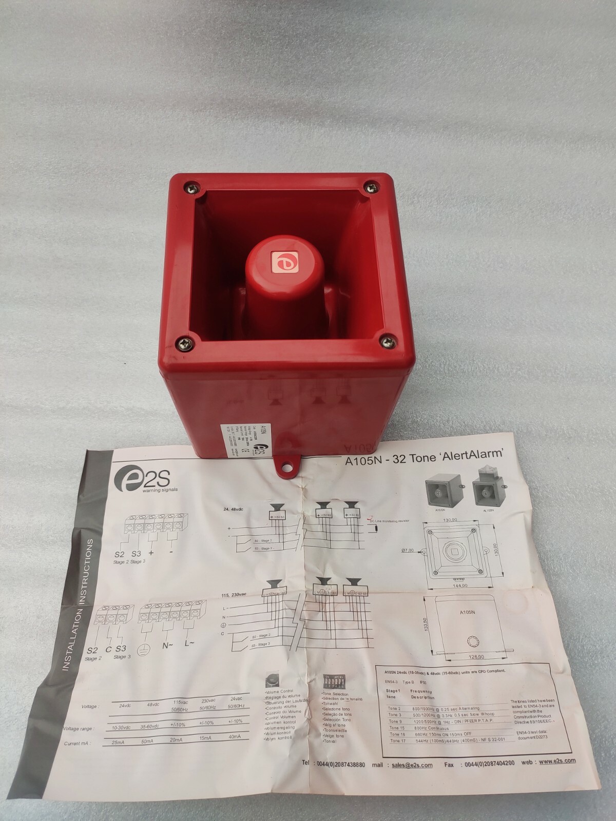 E2S Warning Signals  A105NAC230R    110/220V  A105N-32 Tone AlertAlaram