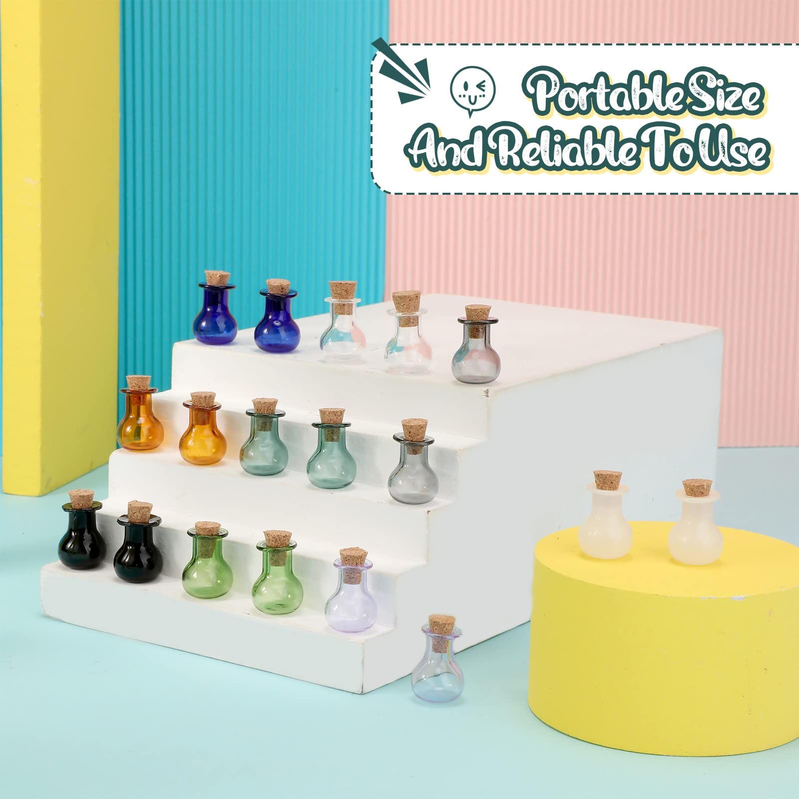 20 Pieces Tiny Spell Jars Mini Potion Bottles with Cork Clear Rum Mini Bottle...