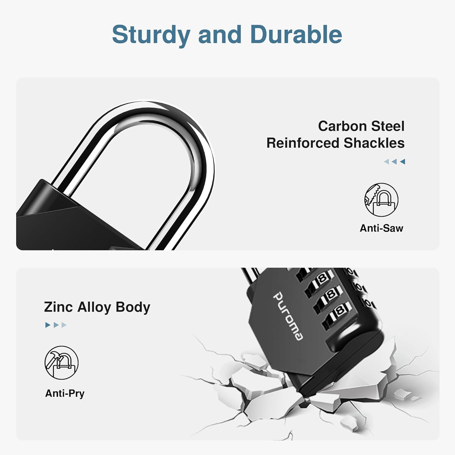 Medium Black 4 Digit Combination Lock Durable Weatherproof Safe For Lockers