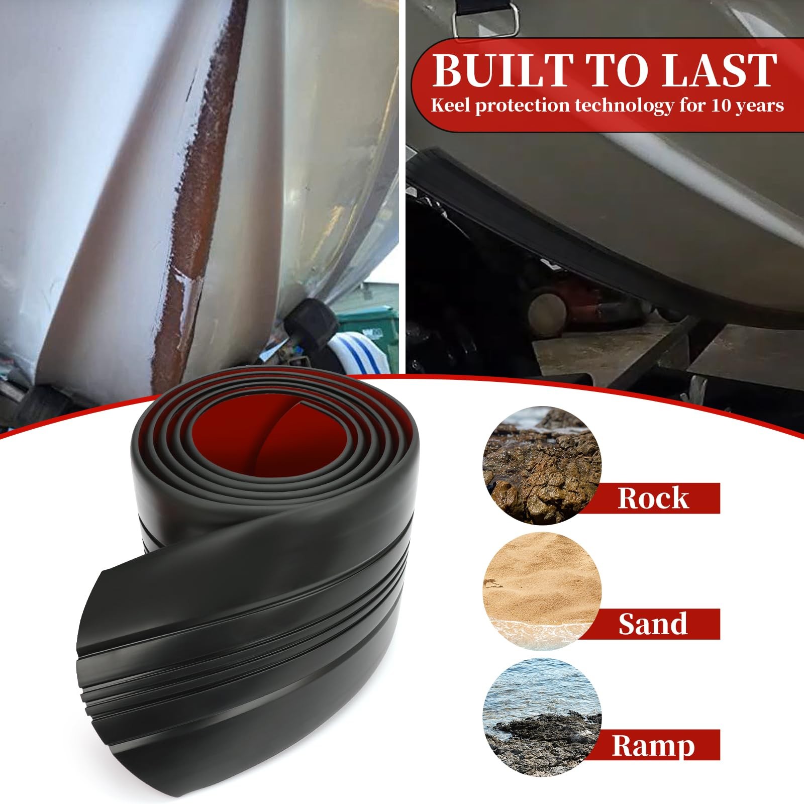 XINRINTONG Self-Adhesive DIY Keel Guard 5 Inches Wide 9.6 Feet FT, black
