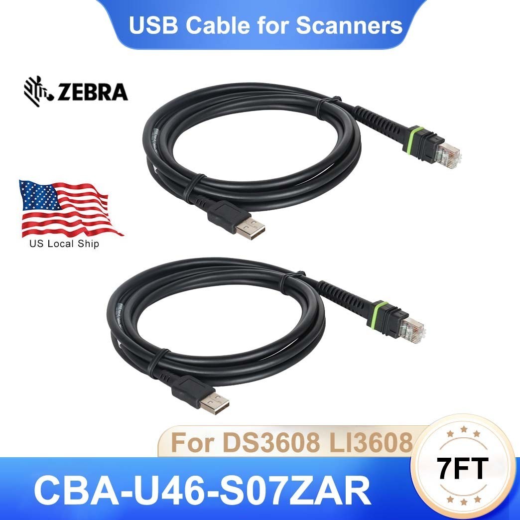 CBA-U46-S07ZAR Zebra Cable for LI3600 Barcode Scanner 2PCS