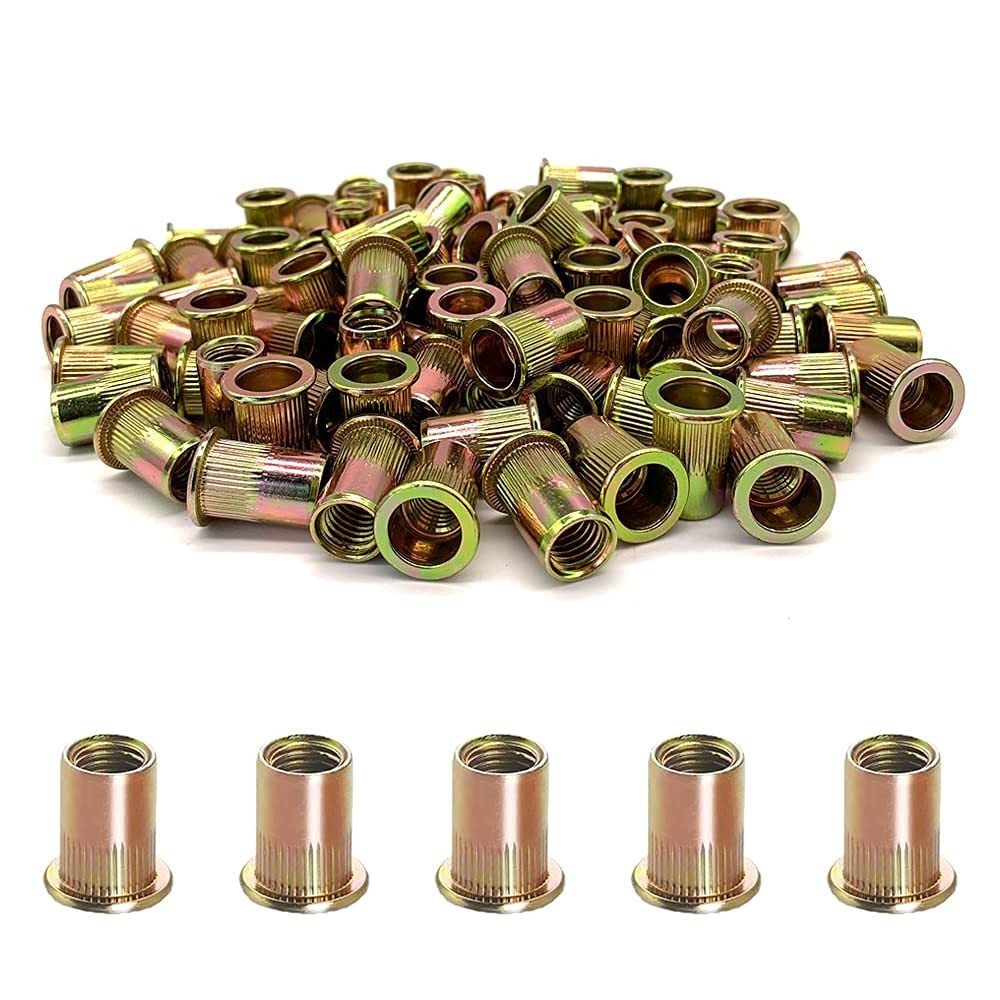 50PCS M12 Rivet Nuts Kit - Carbon Steel Flat Head Nutserts for Automotive, Furni
