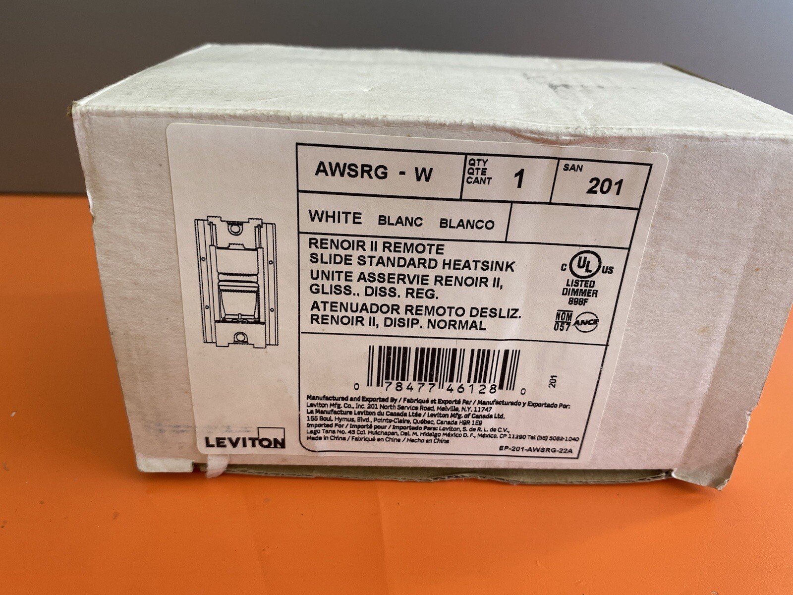 Leviton Dimmer Wall Renior II Remote White AWSRG-W