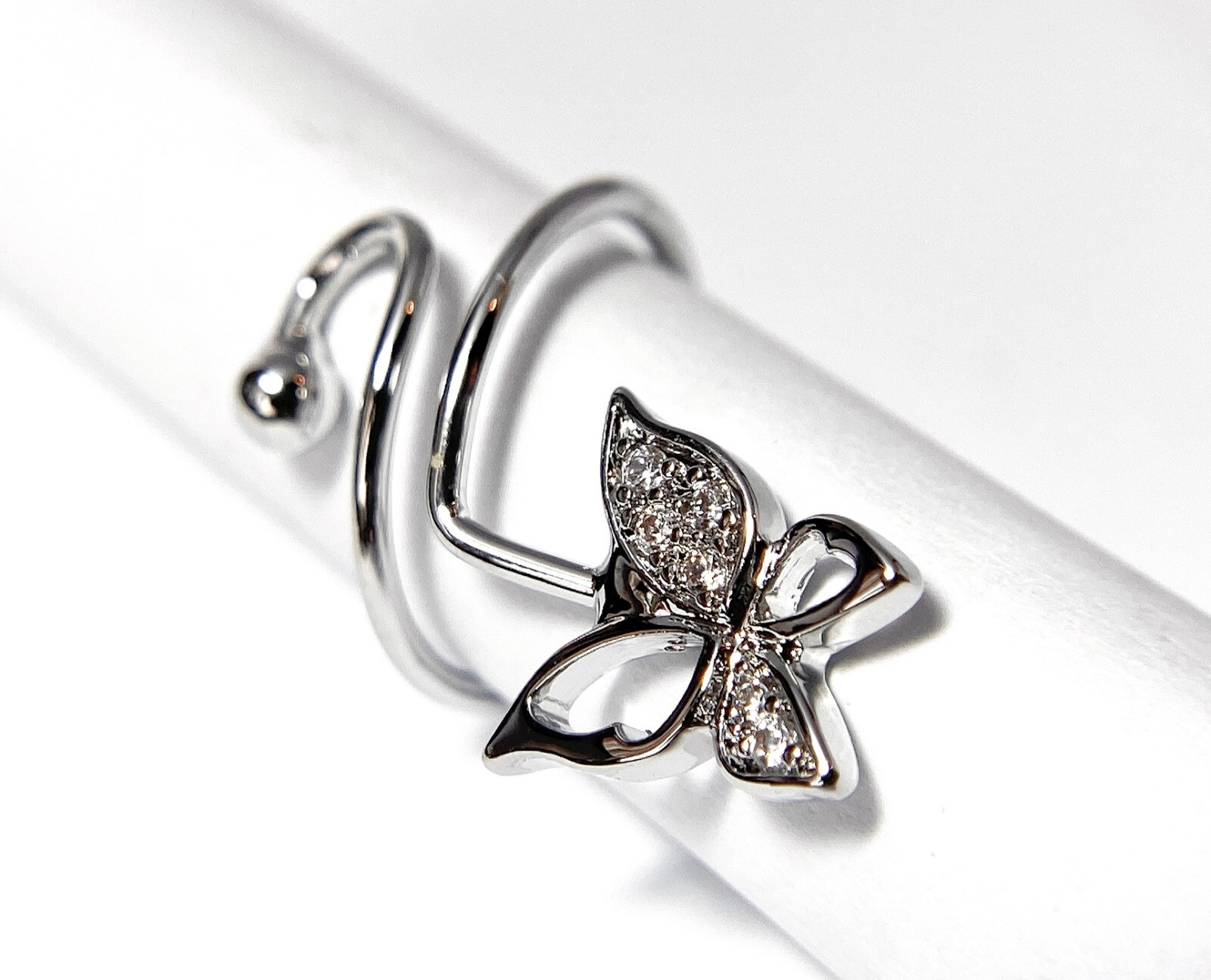 Butterfly Multi-Paved CZ Gems Adjustable Nail Ring / Toe Ring