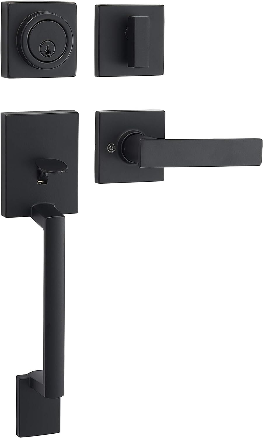 Stylish Square Matte Black Door Handleset with Reversible Lever - Easy Install