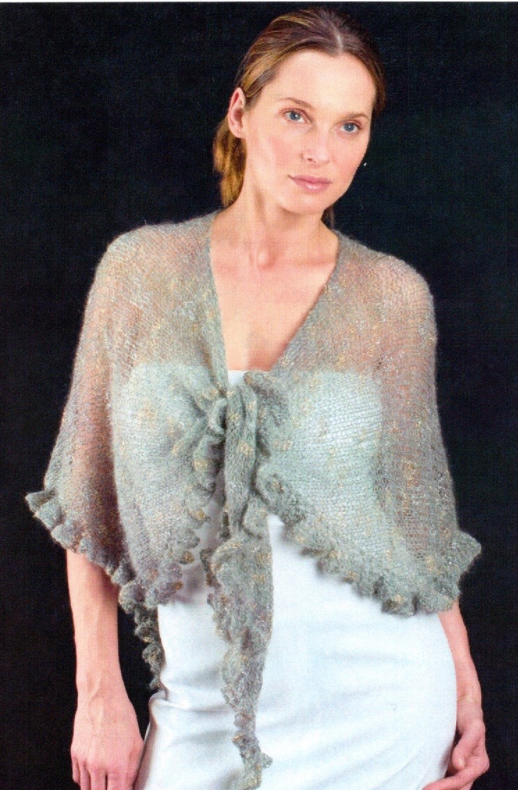 Karabella Yarns Knitting Pattern KK230 - Gossamer Shawl with Ruffle