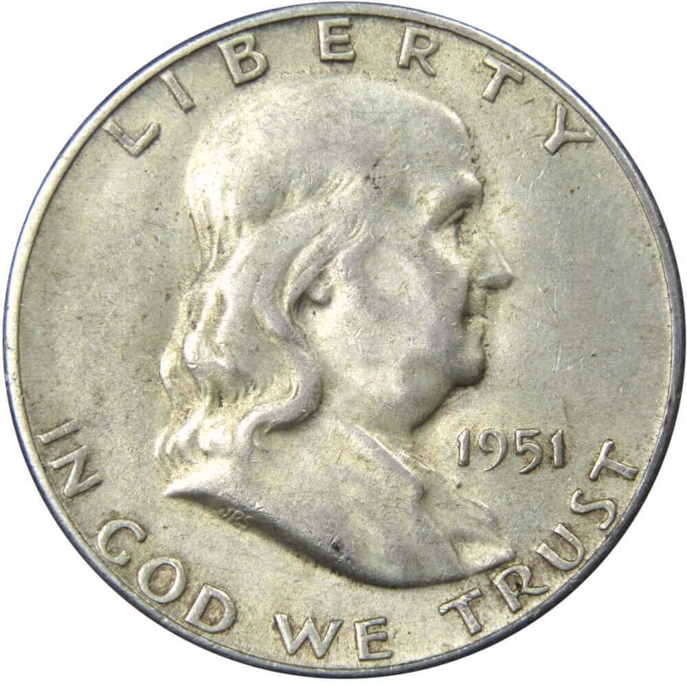1951 S Franklin Silver Half Dollar AU About Uncirculated 50c Coin