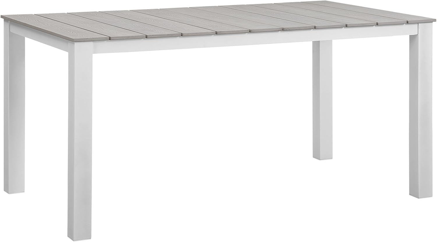 Maine Aluminum Outdoor Patio 63" Dining Table in White Light Gray