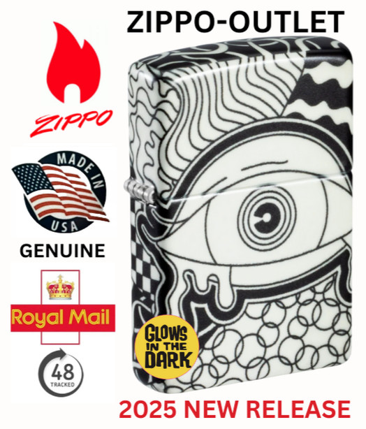 Genuine New 2025 ZIPPO Lighter MAGNIFICENT EYE TEST 540 Premium Glow In The Dark