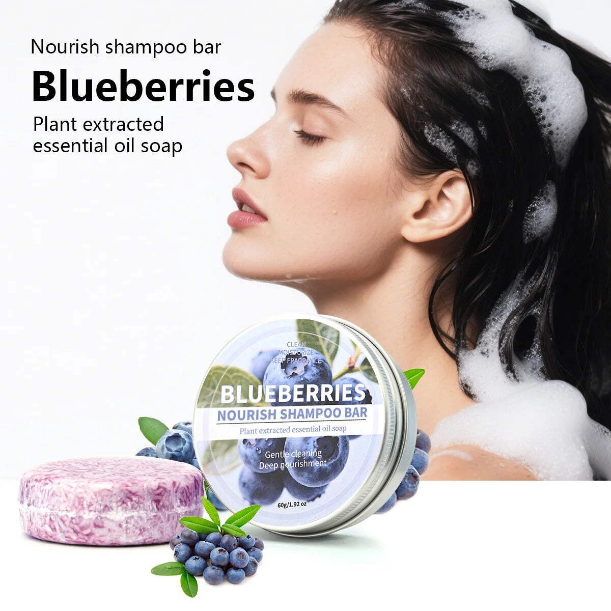 Blueberry Fruit Shampoo Bar Natural Essence Deep Cleansing Hair Care Soap Bar