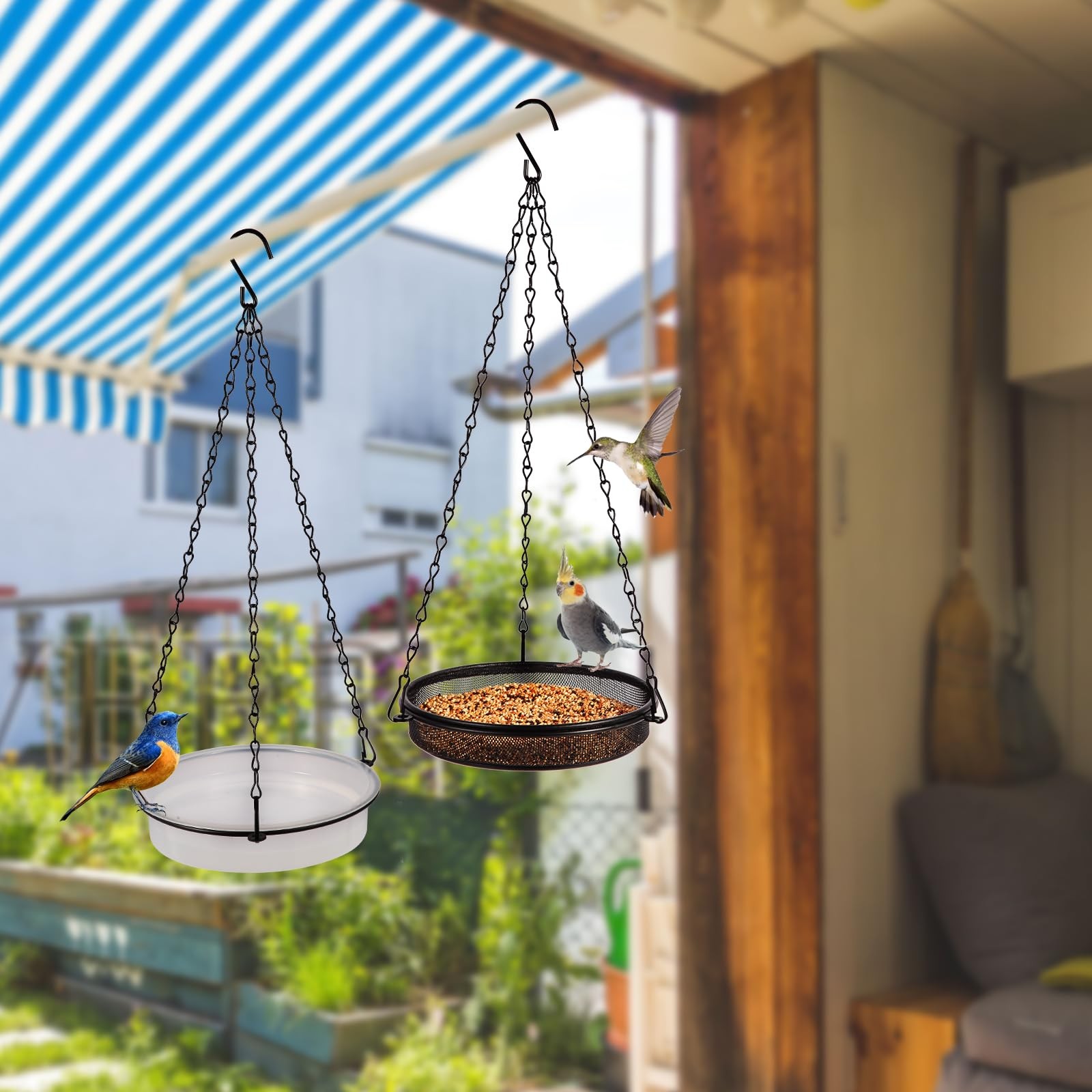 HRAYLTOP 2-in-1 Set Hanging Hight 15.75 Inch-1, Stainless Steel,Transparent