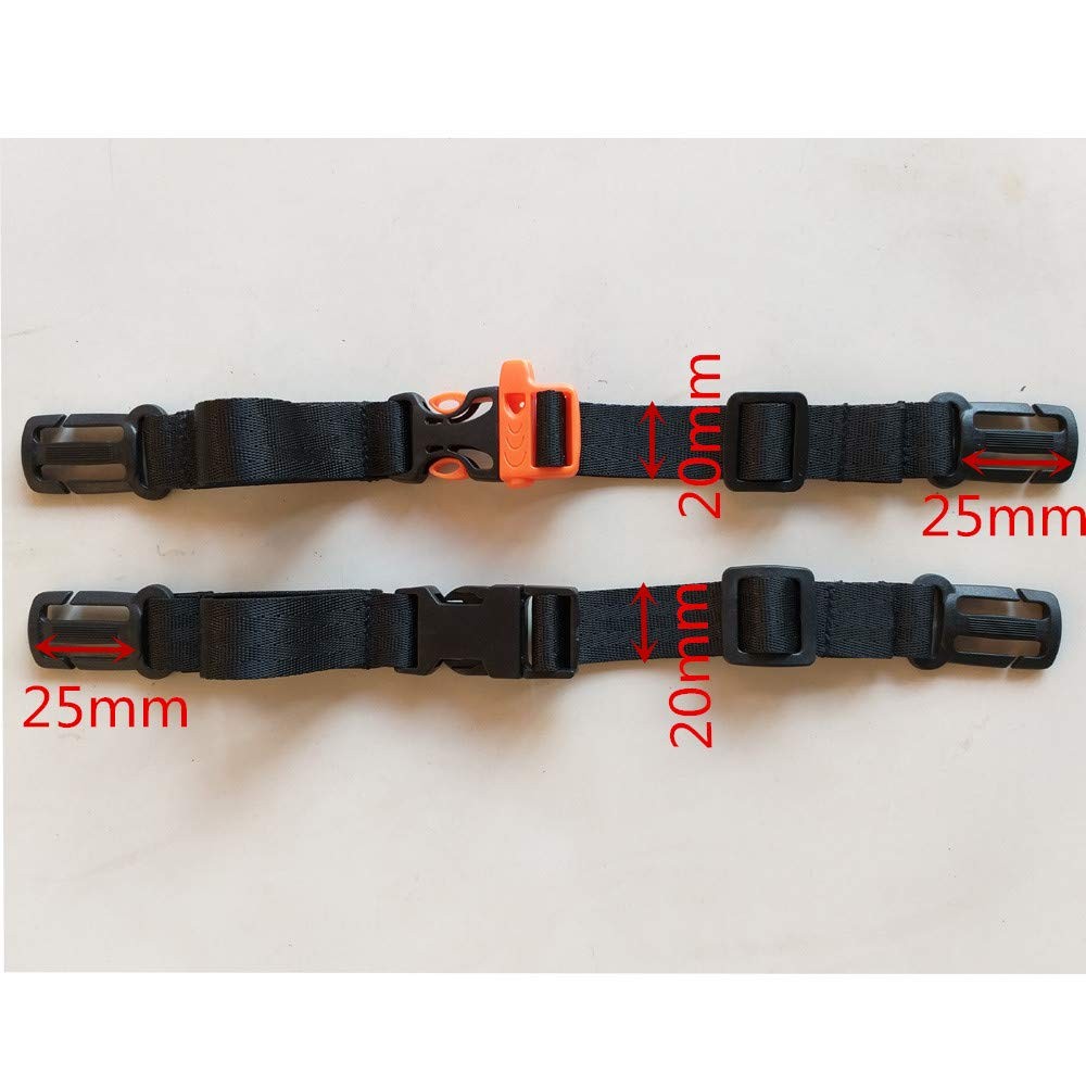 2 Pack Black Backpack Chest Strap, Nylon, Fits 1in Webbing, Adjustable Harness