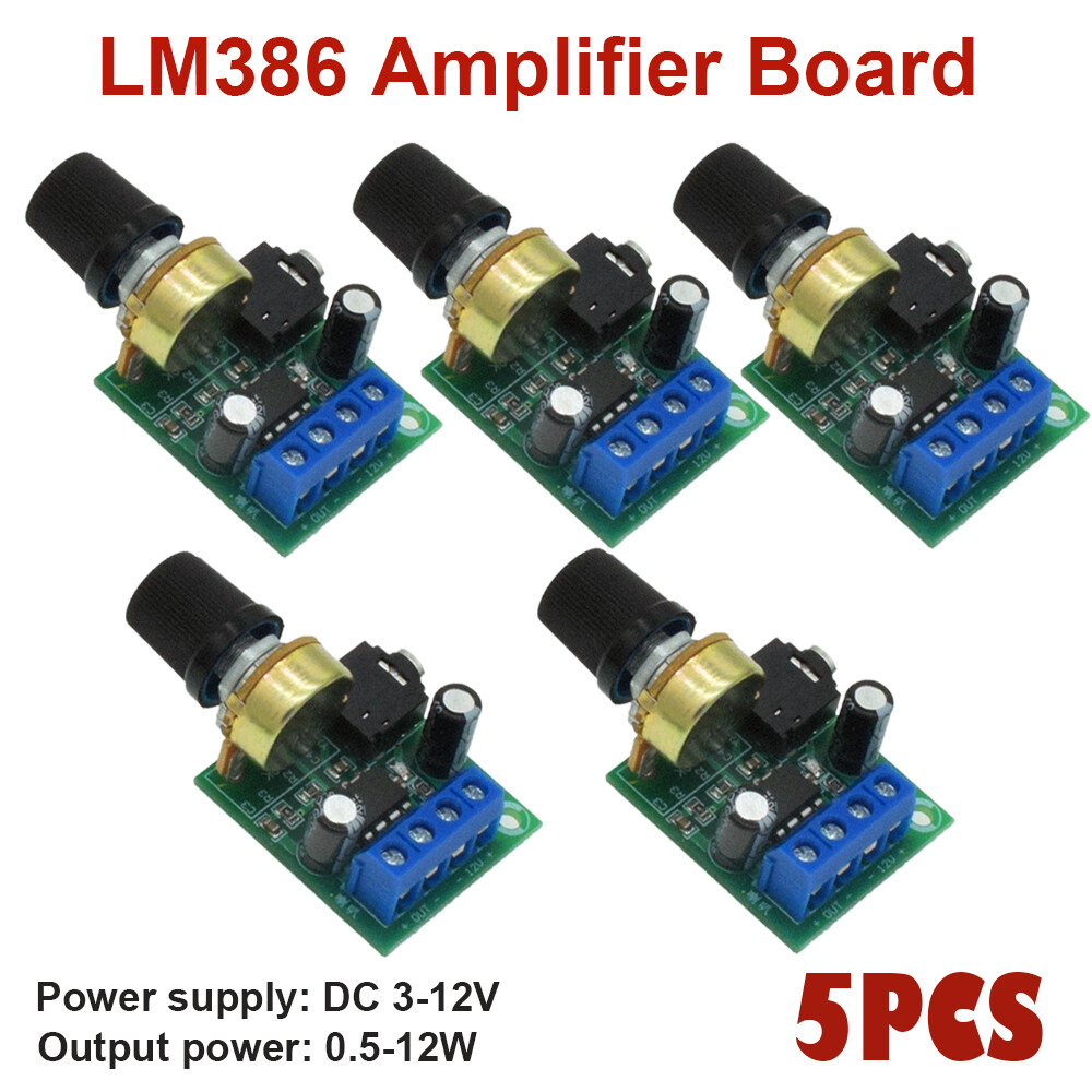 5 Pack Volume LM386 Mini Mono Audio Power Amplifier Board DC3V~12V Module