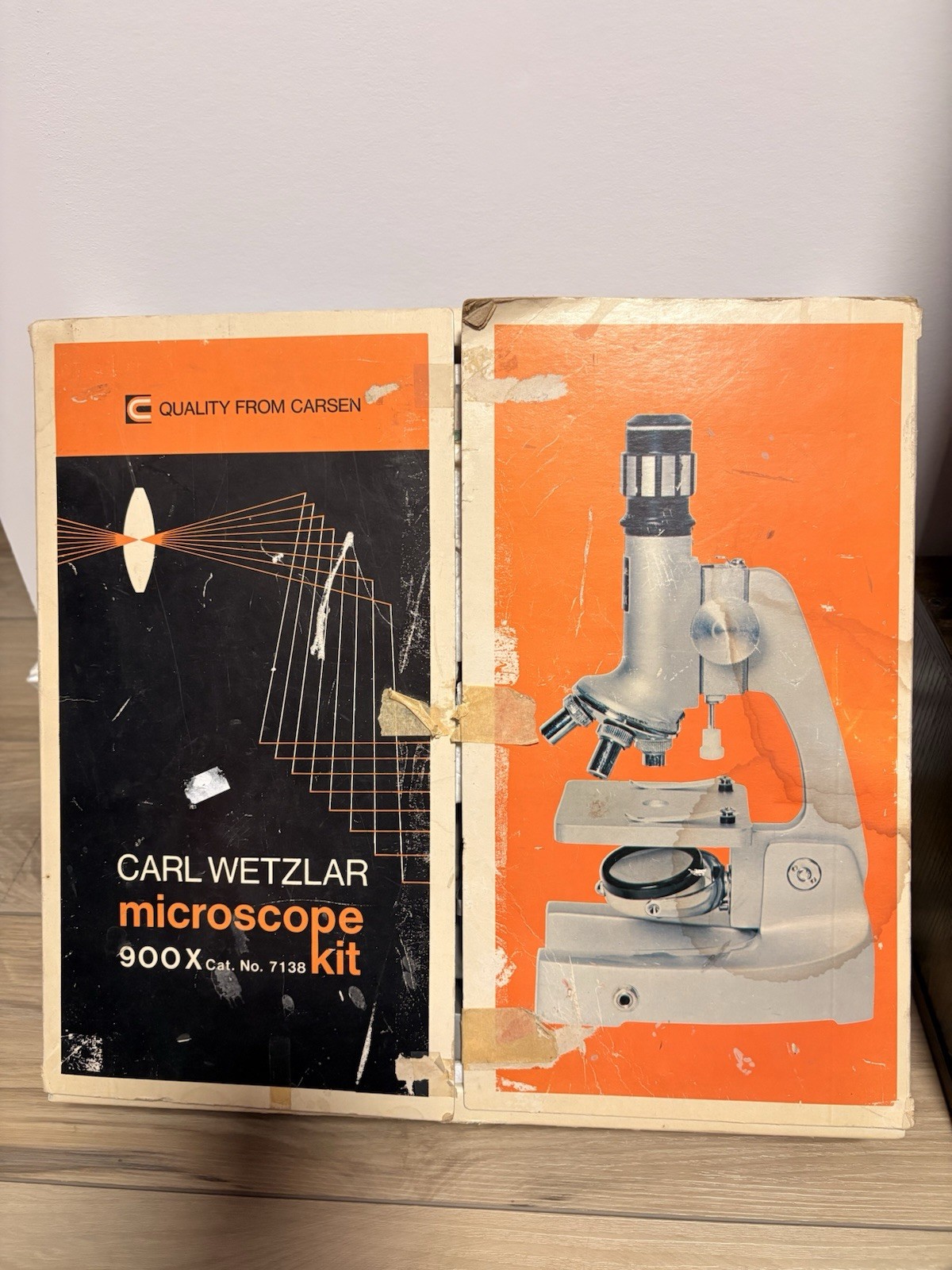 🔬  Carl Wetzlar Microscope 900X Kit 7138 W/preserved Frog specimen. Not complet
