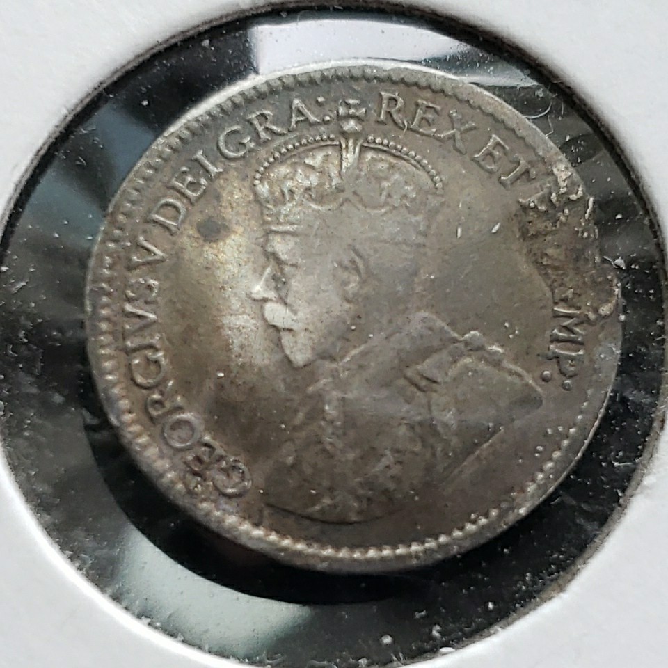 1918 Canada 5 Cents - George V - 925 Silver - Domed w/Jewelry Mount