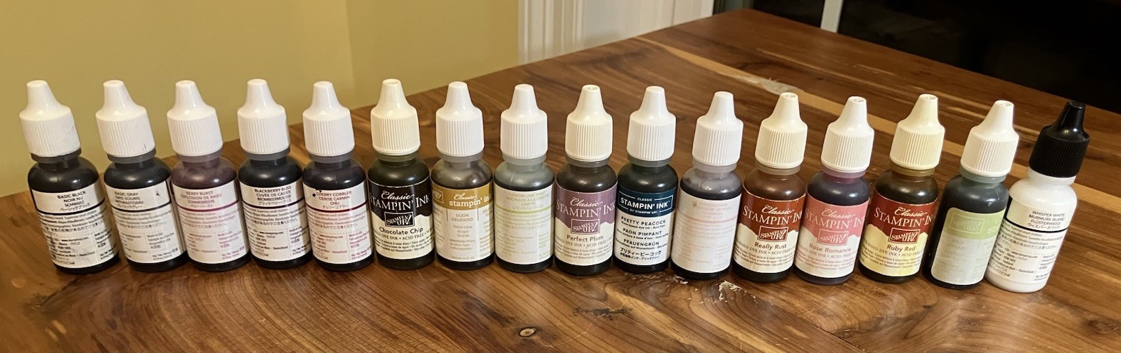Lot Of 16 Stamping' Up Ink Pad Refill Re-Inkers Choc Chip Peacock BlackBerry
